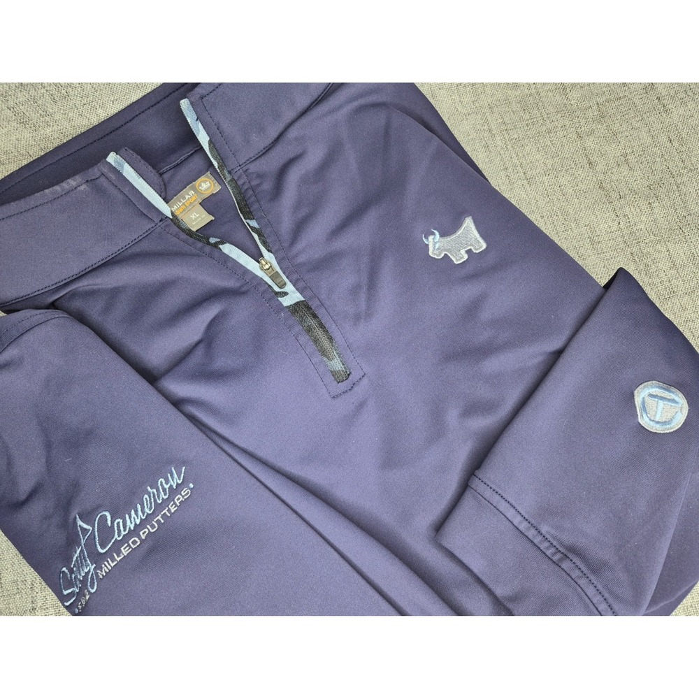 Peter Millar Scotty Cameron Bulldog CircleT XL 1/4 Zip Golf Pullover Purple